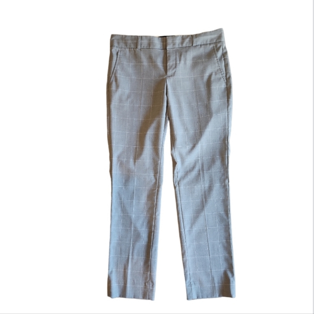 Banana Republic Reegan Style Dress Pants, Size 2P, Gray w/ Plaid Design
